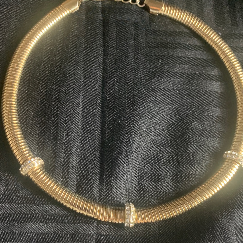 Elegant Gold Choker Necklace with Bling Accents